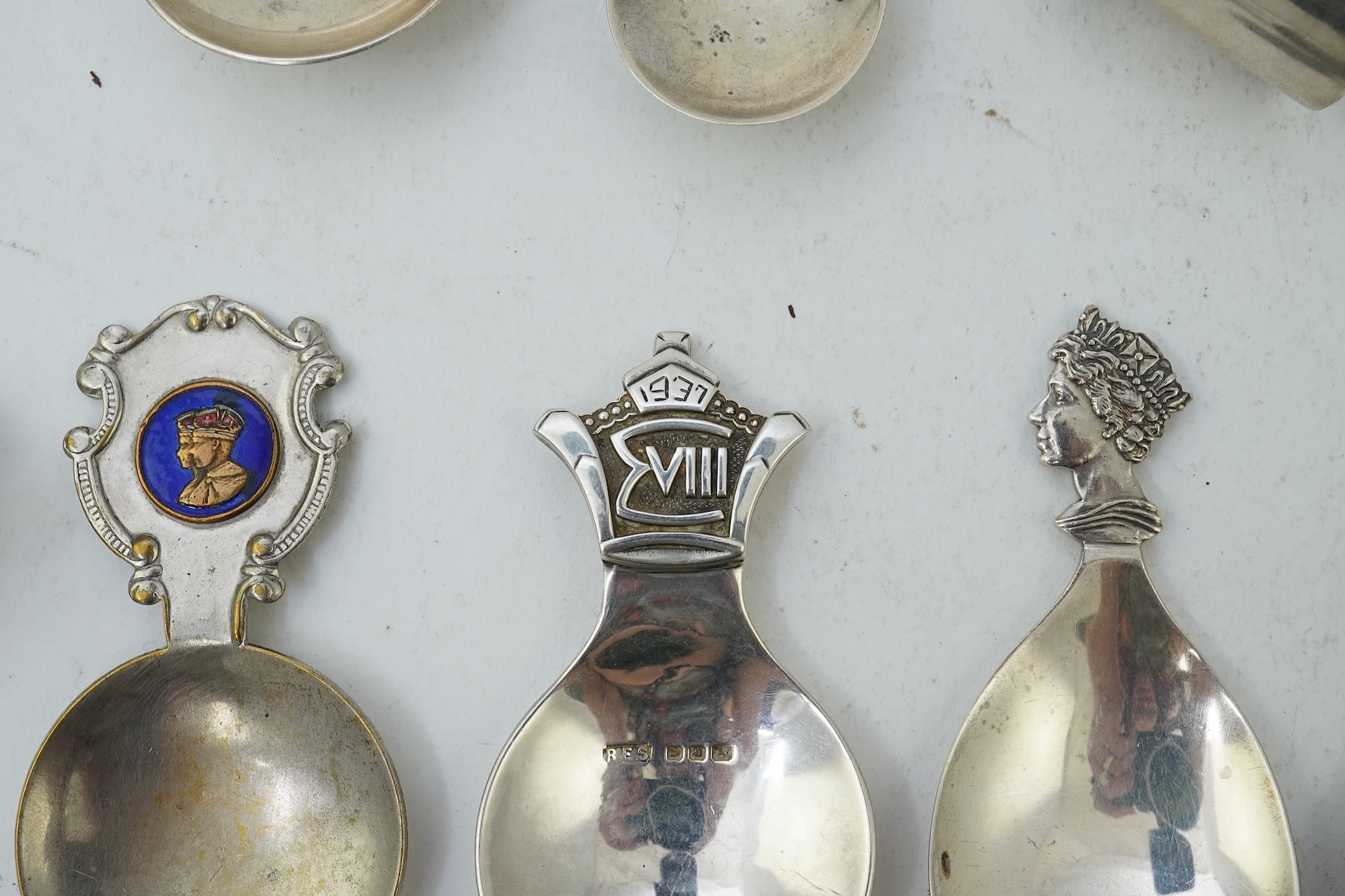 Seven assorted 19th and 20th century silver caddy spoons